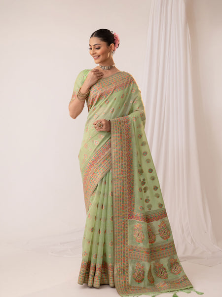 Meher Cotton Green Saree