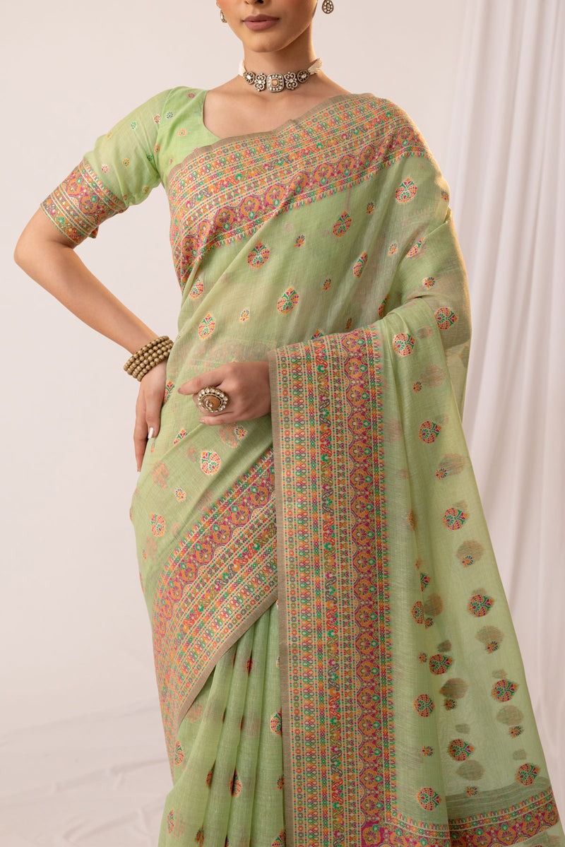 Meher Cotton Green Saree