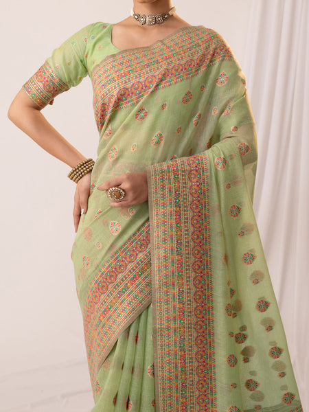 Meher Cotton Green Saree