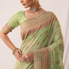 Meher Cotton Green Saree