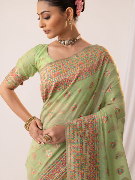 Meher Cotton Green Saree