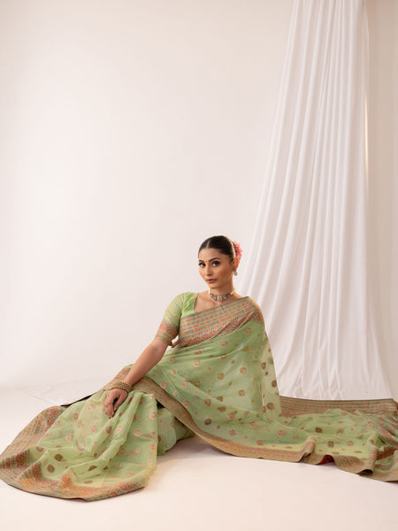 Meher Cotton Green Saree