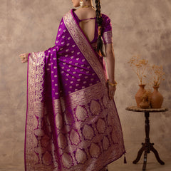 Meenakshi Purple Satin Saree