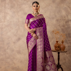 Meenakshi Purple Satin Saree