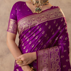Meenakshi Purple Satin Saree
