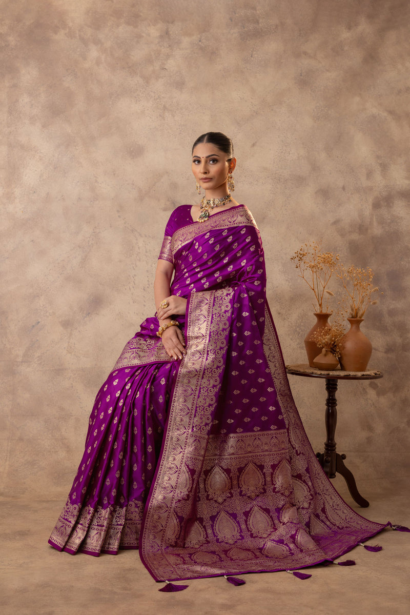 Meenakshi Purple Satin Saree