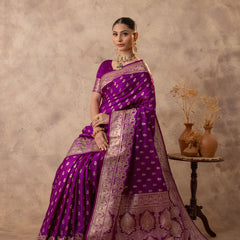 Meenakshi Purple Satin Saree