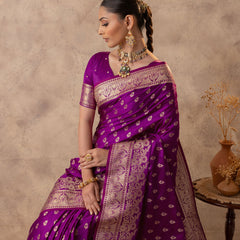 Meenakshi Purple Satin Saree