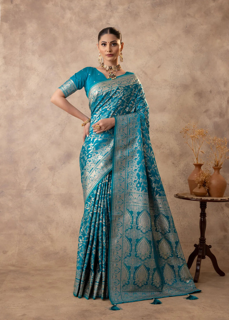 Rajsi Blue Satin Saree