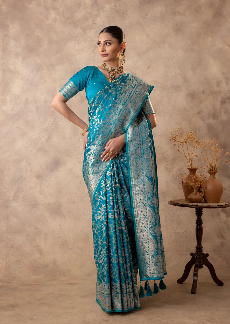 Rajsi Blue Satin Saree