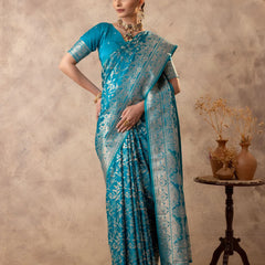 Rajsi Blue Satin Saree