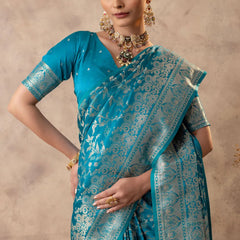 Rajsi Blue Satin Saree
