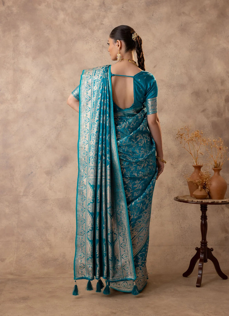 Rajsi Blue Satin Saree