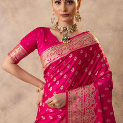 Meenakshi Pink Satin Saree