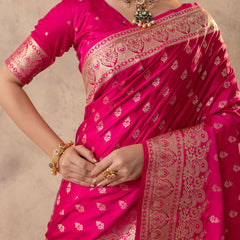 Meenakshi Pink Satin Saree