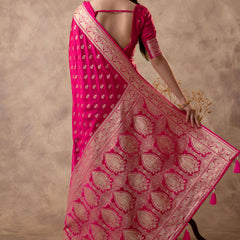Meenakshi Pink Satin Saree