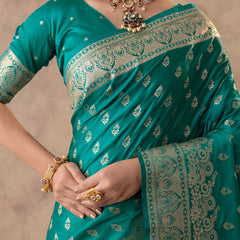 Meenakshi Green Satin Saree