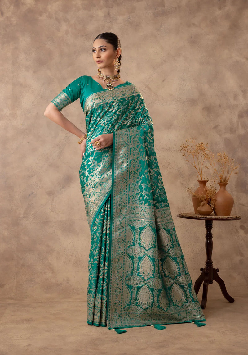 Rajsi Green Satin Saree