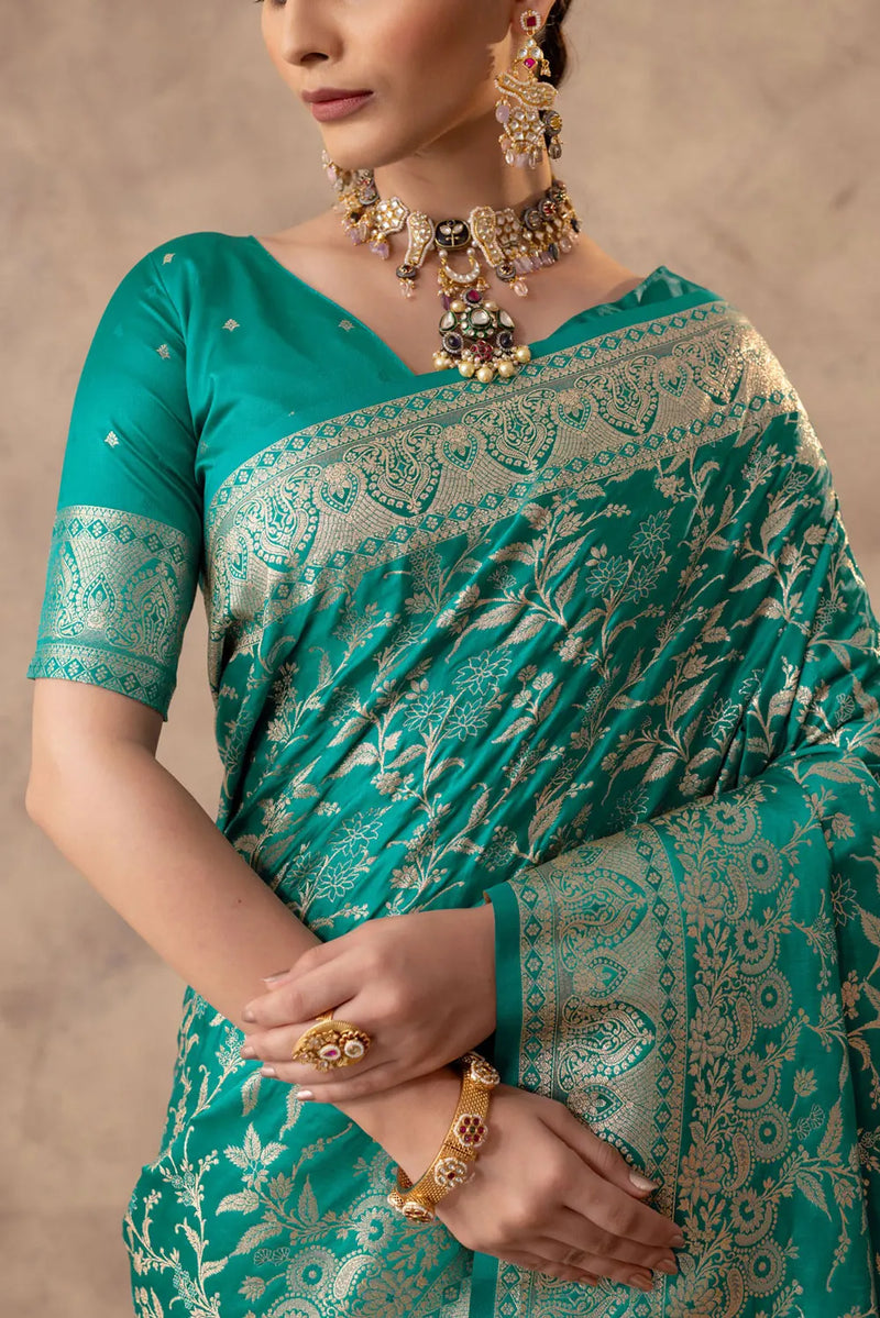 Rajsi Green Satin Saree