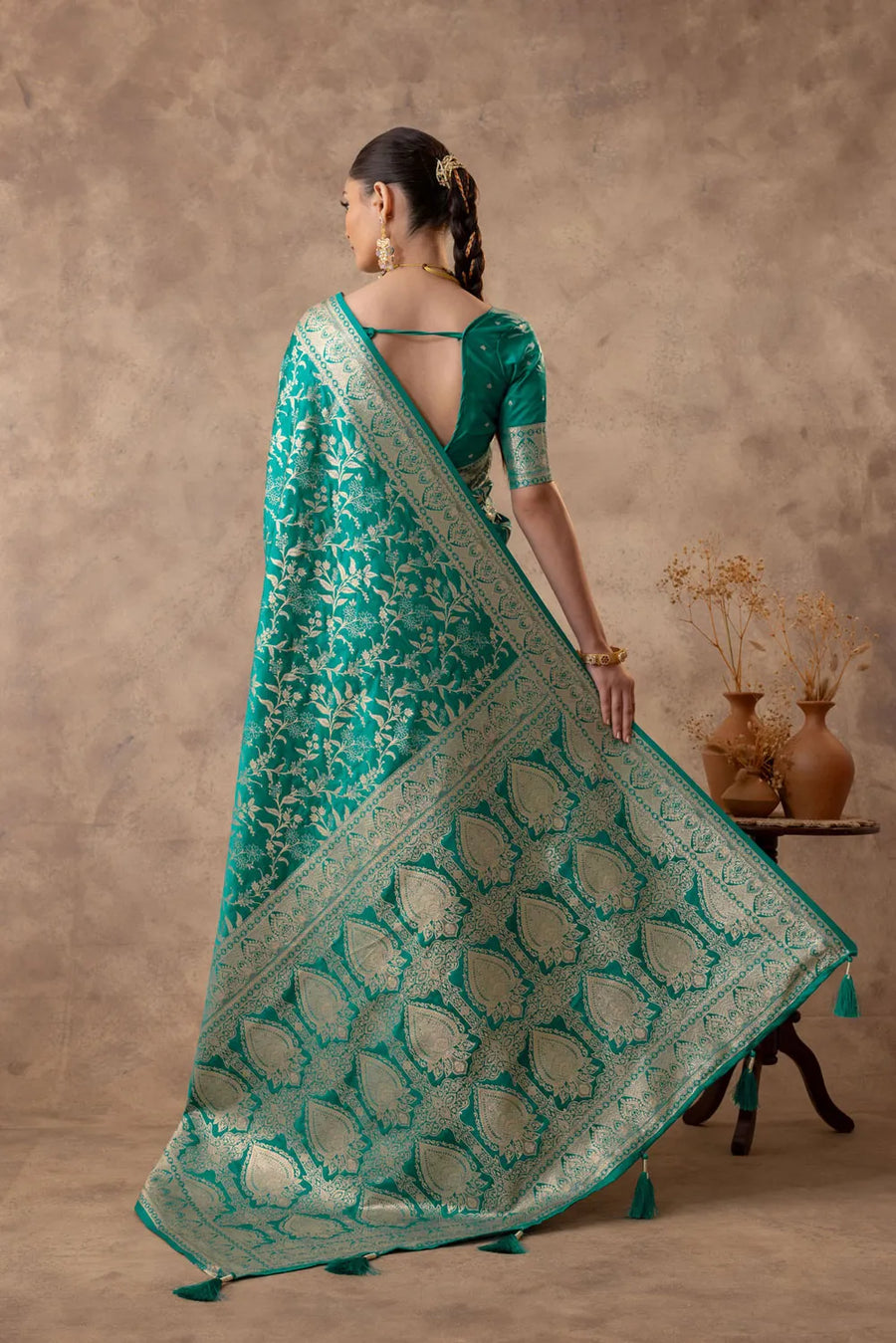 Rajsi Green Satin Saree