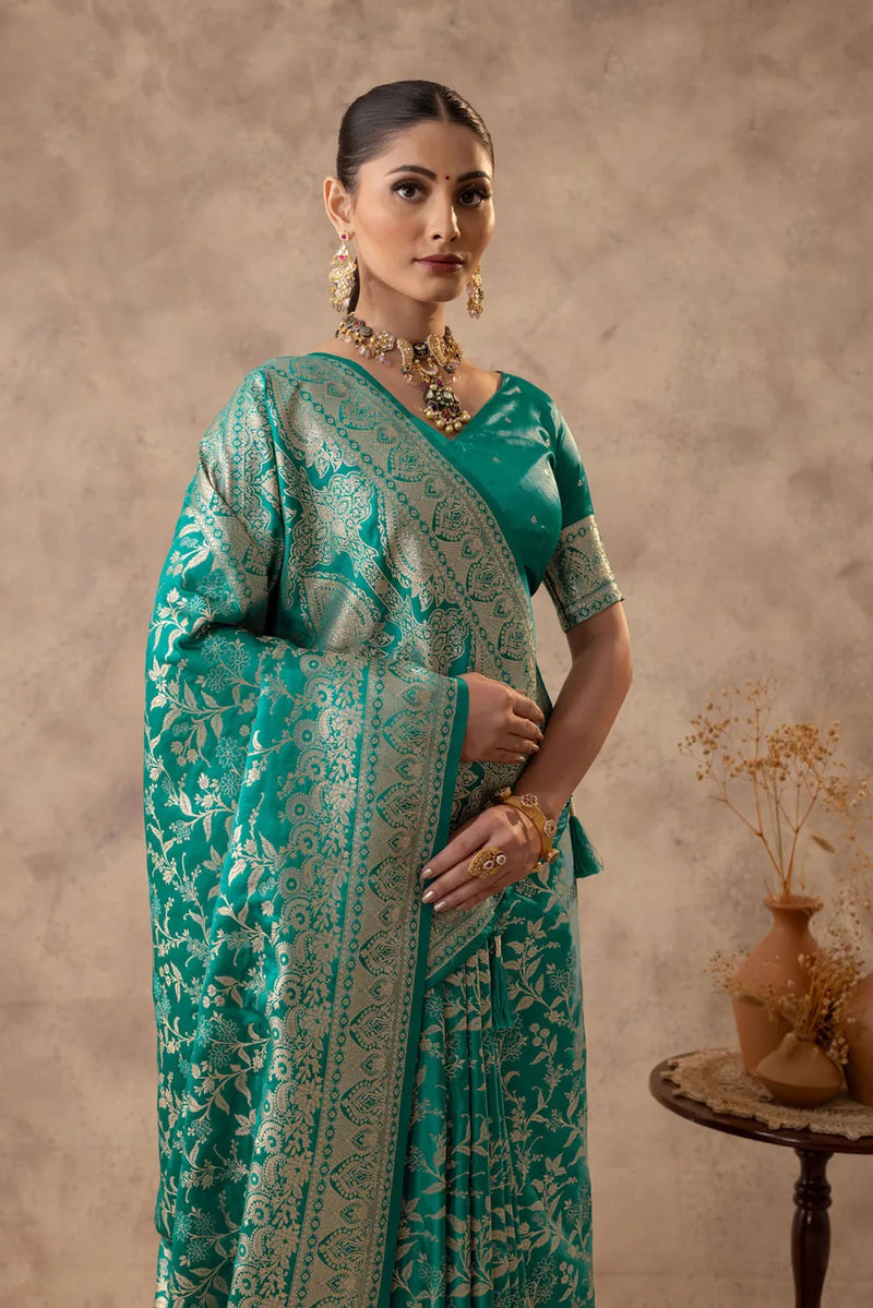 Rajsi Green Satin Saree