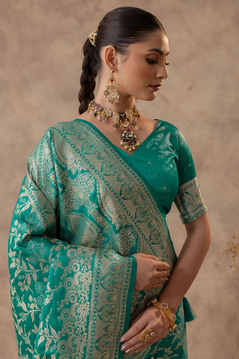 Rajsi Green Satin Saree