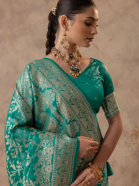 Rajsi Green Satin Saree