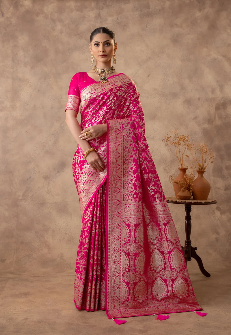 Rajsi Pink Satin Saree