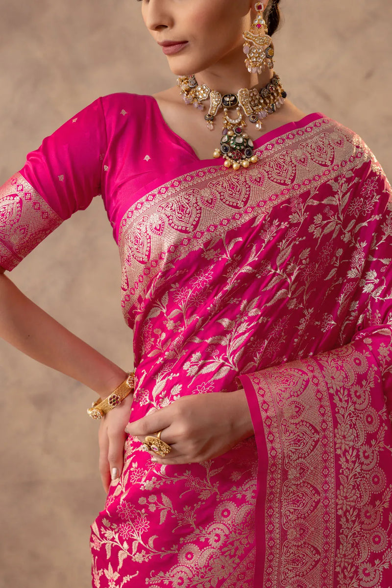 Rajsi Pink Satin Saree