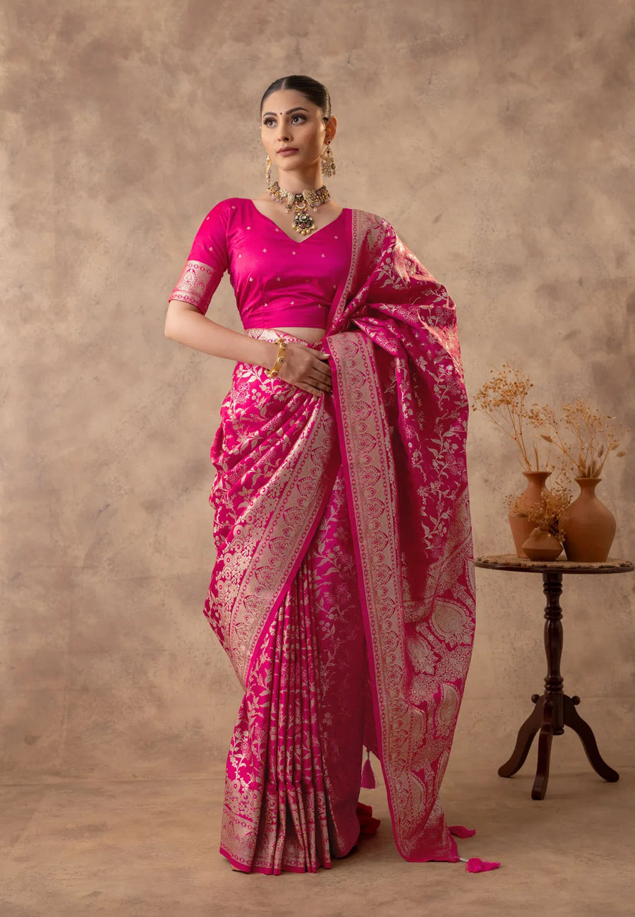 Rajsi Pink Satin Saree