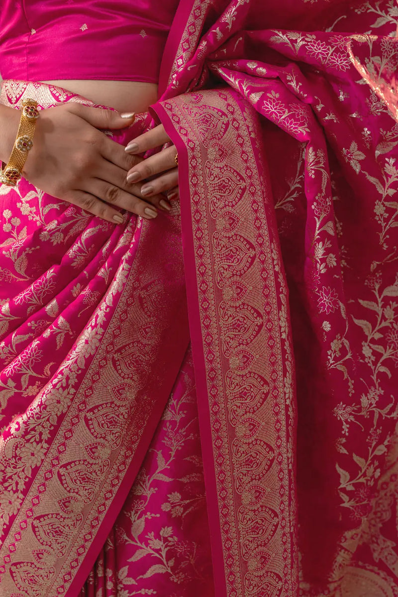 Rajsi Pink Satin Saree