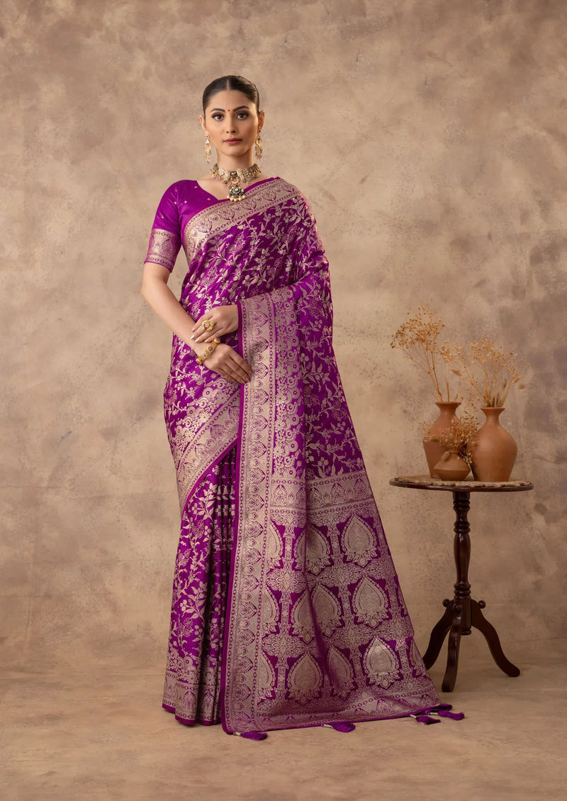 Rajsi Purple Satin Saree