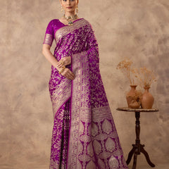 Rajsi Purple Satin Saree