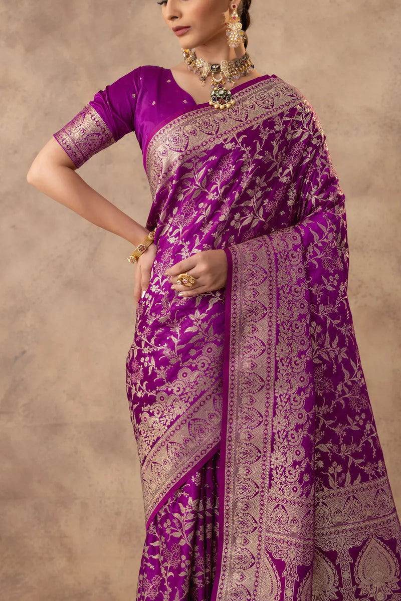 Rajsi Purple Satin Saree