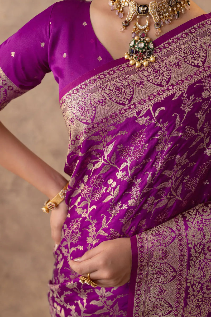 Rajsi Purple Satin Saree