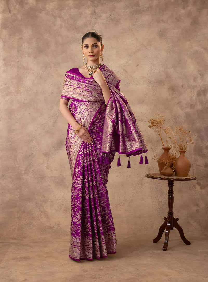 Rajsi Purple Satin Saree