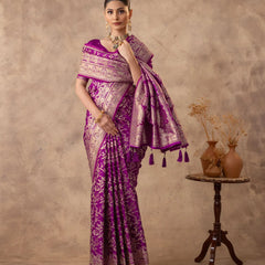Rajsi Purple Satin Saree