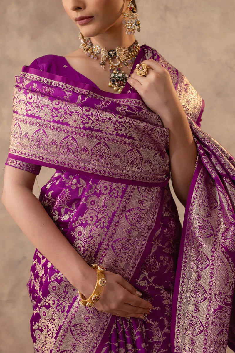Rajsi Purple Satin Saree