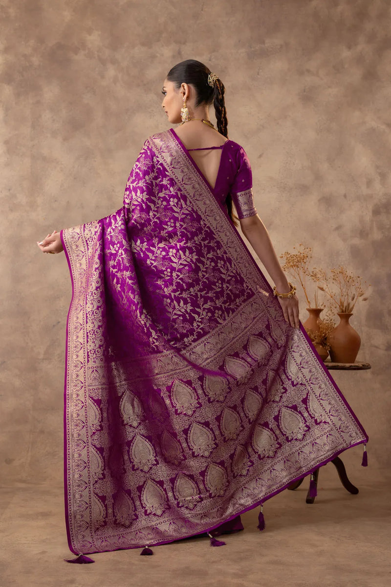 Rajsi Purple Satin Saree