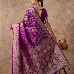 Rajsi Purple Satin Saree