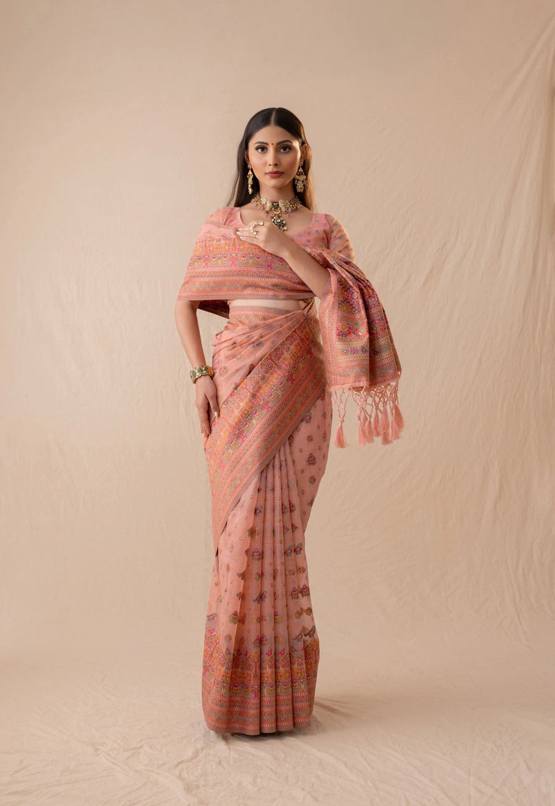 Neer Cotton Pink Saree