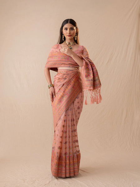 Neer Cotton Pink Saree