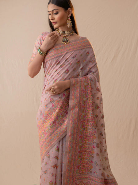 Neer Cotton Purple Saree
