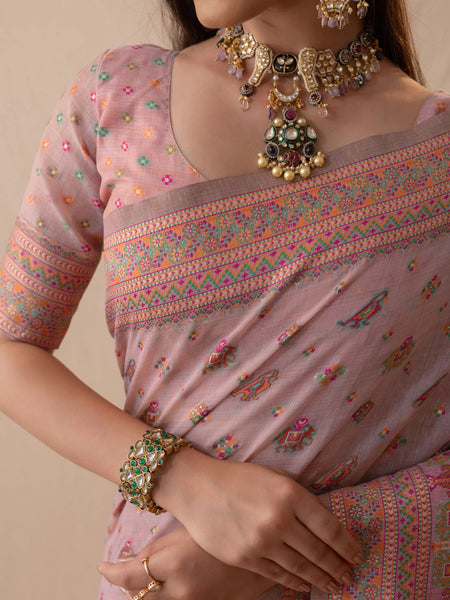 Neer Cotton Purple Saree