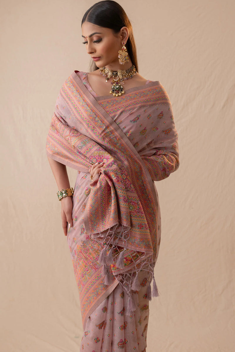 Neer Cotton Purple Saree