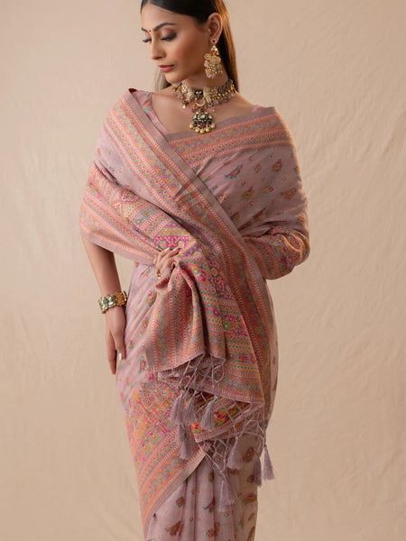 Neer Cotton Purple Saree