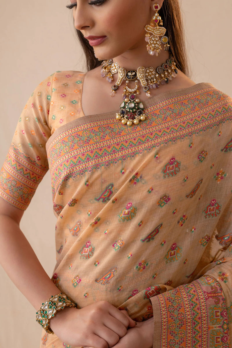 Neer Cotton Yellow Saree