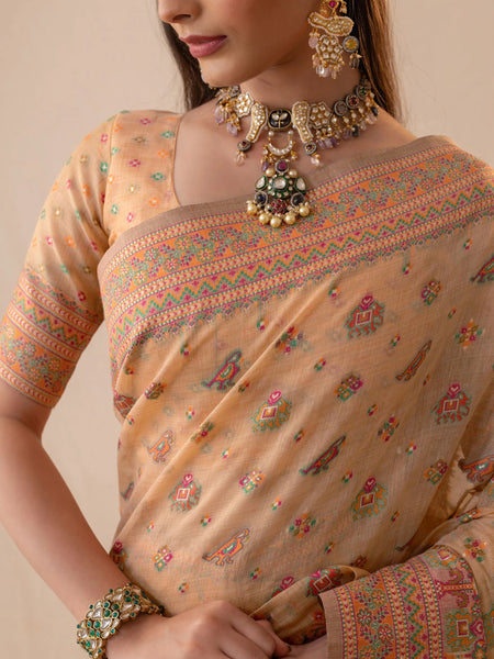 Neer Cotton Yellow Saree