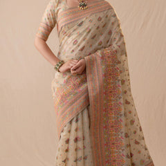 Neer Cotton Beige Saree