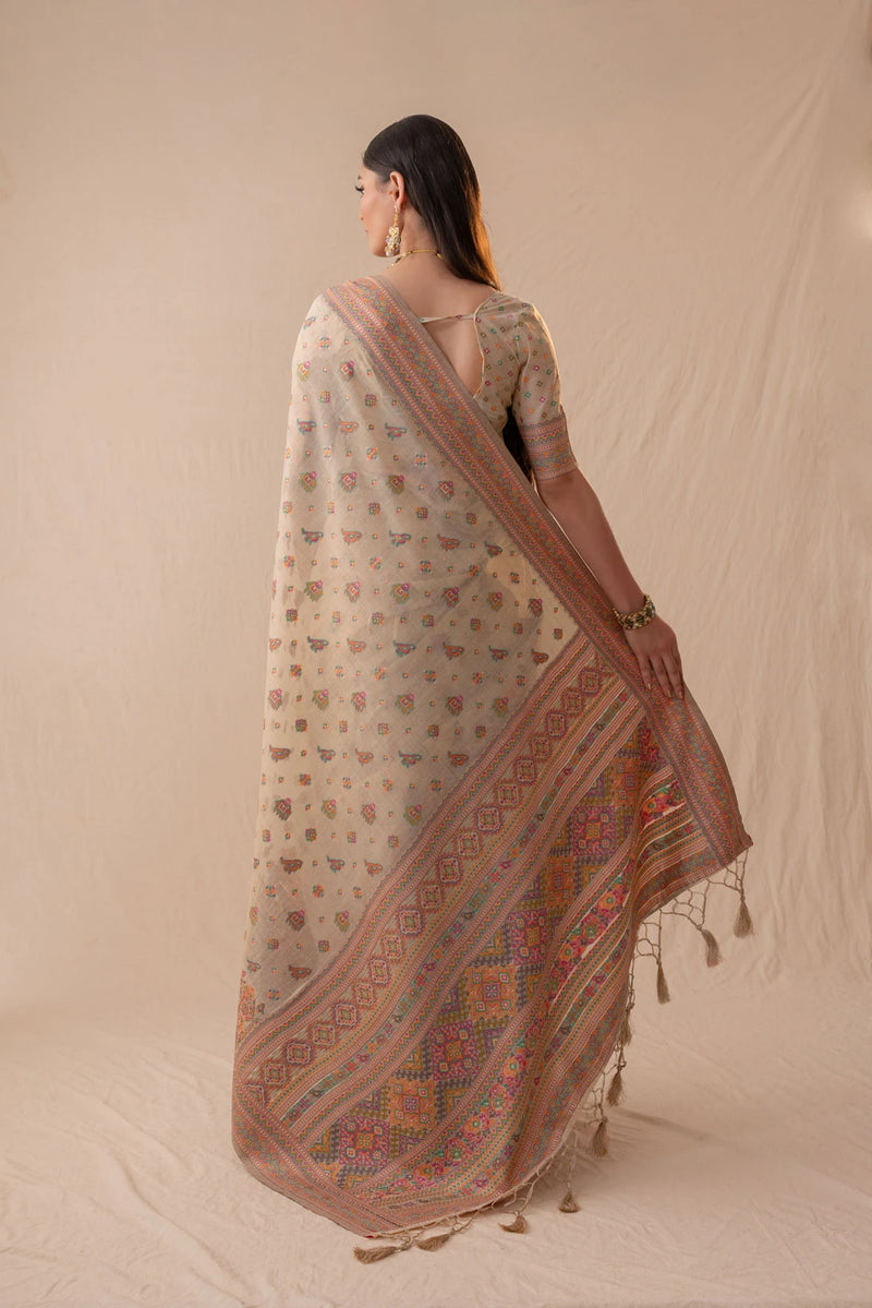 Neer Cotton Beige Saree